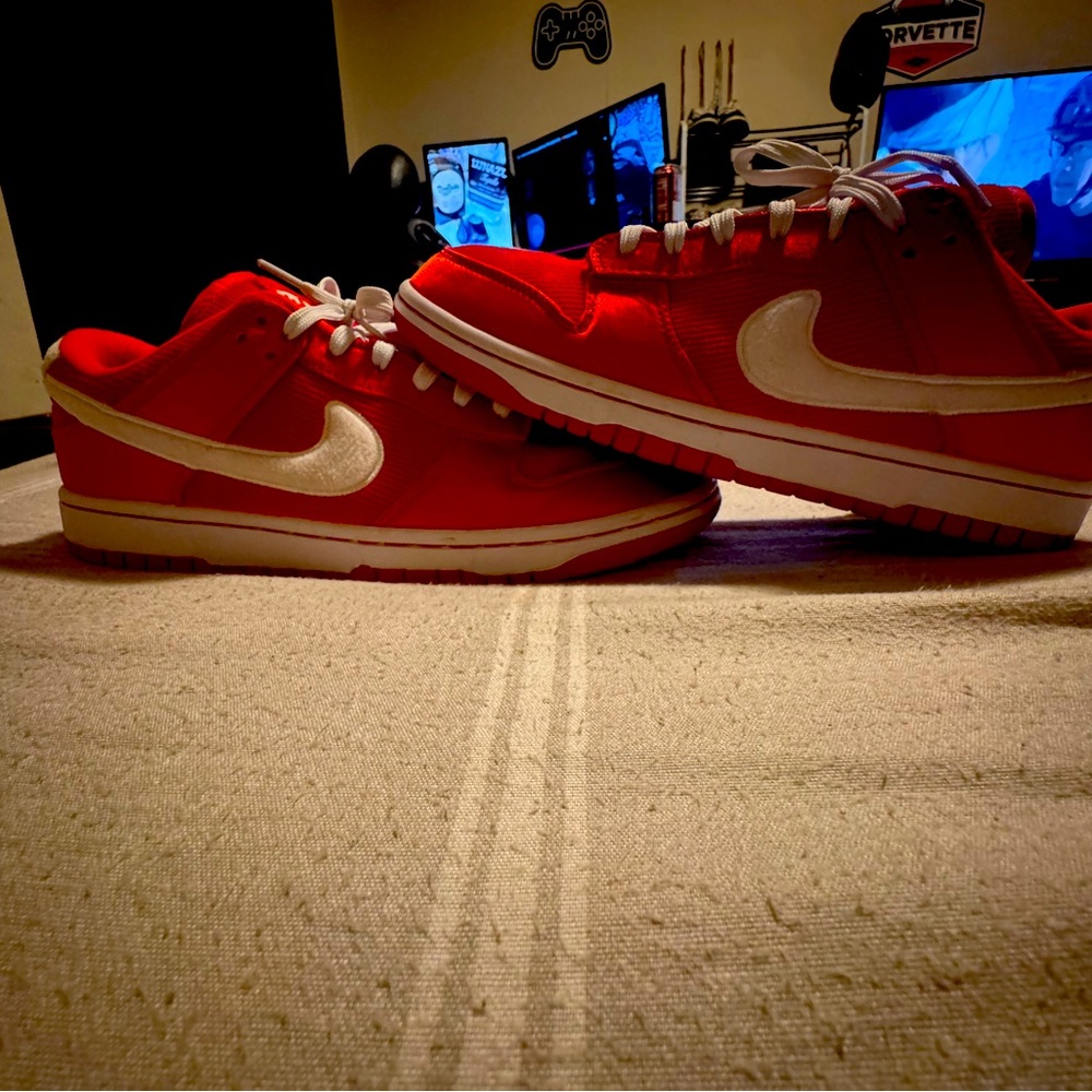 Nike Vibrant Red and White Low-Top Sneakers